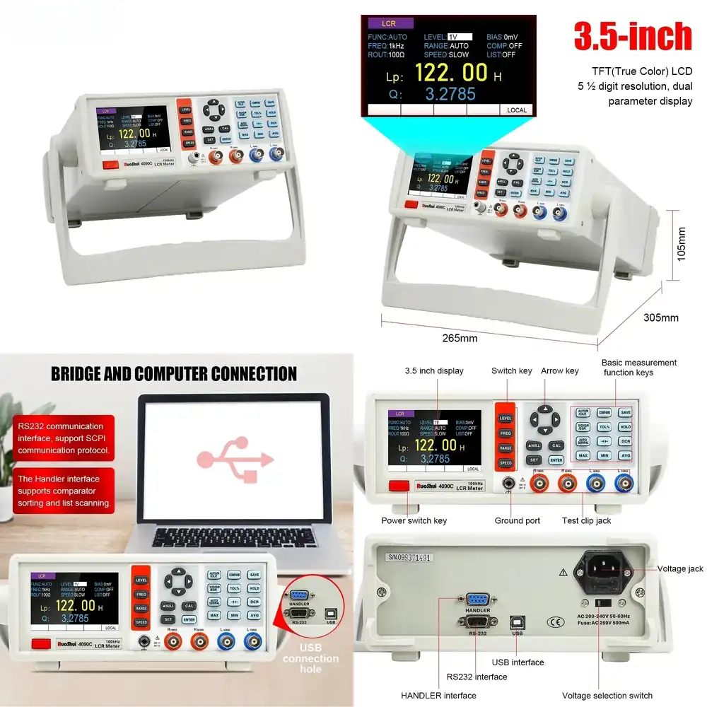 Test Instruments - Medidor LCR Digital de Bancada: Instrumento