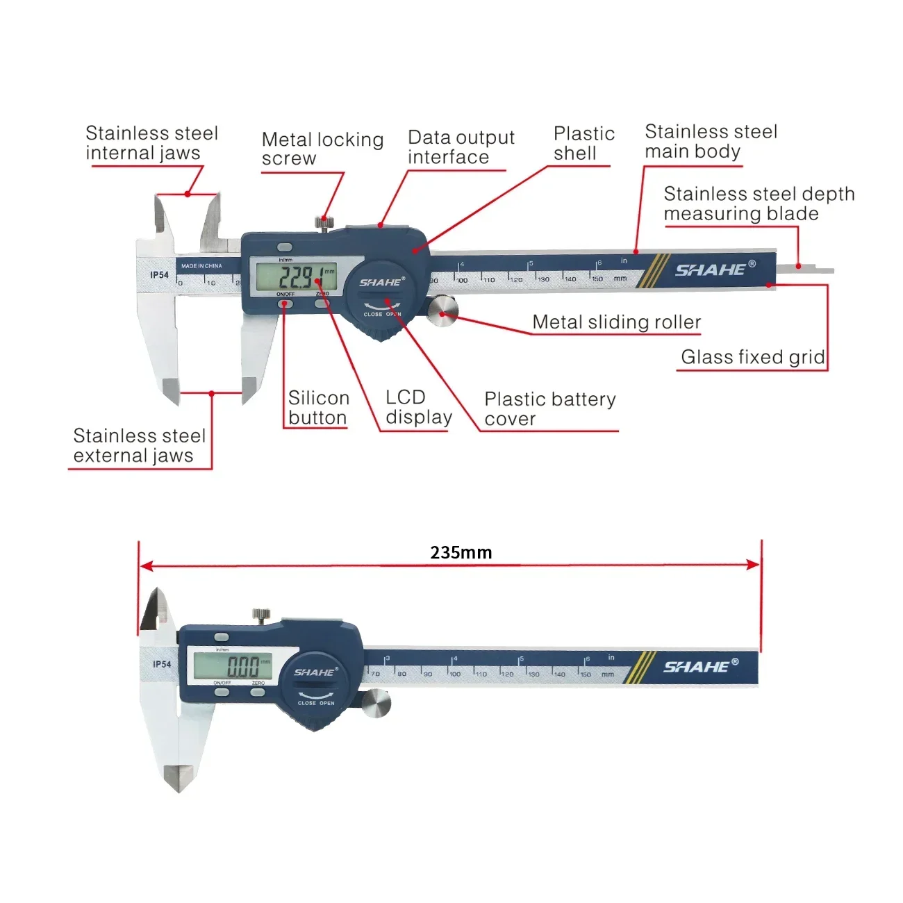 Paquímetro digital SHAHE, ferr - Digital Caliper 150Mm Stainless Steel avaliação e preço