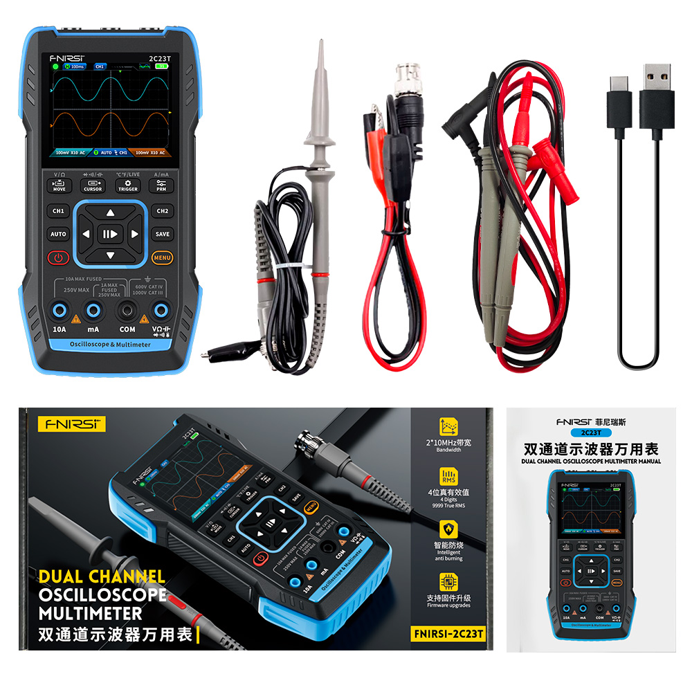 Osciloscópio Digital 3 em 1 2C - Fnirsi Digital Oscilloscope Handheld avaliação e preço